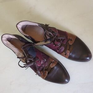 Spring Step Estrella Oxford Pump Heel Purple Leather Victorian Fall Booties 36EU